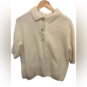 H&M Cream Women's Sweater with Button Detail
